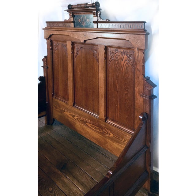 Victorian 1870s Modern Gothic Bedstead Attributed to Kimbel & Cabus For Sale - Image 3 of 11