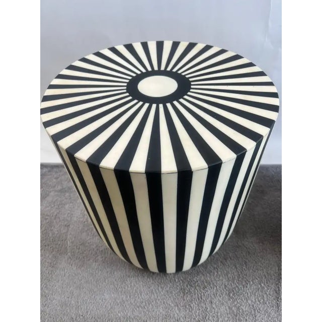 Art Deco Style Black and White Resin Side, End Table or Stool, a Pair For Sale - Image 9 of 13