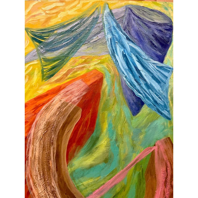 1980s Joan Thorne, Large Colorful 1980s New York Abstract Expressionist Oil Painting Joan Thorne, 1989 For Sale - Image 5 of 9