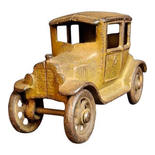 Antique 1920s Kilgore Cast Iron Ford Model T Coupe Toy Car Dark Mustard Yellow Sf600a For Sale