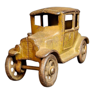 Antique 1920s Kilgore Cast Iron Ford Model T Coupe Toy Car Dark Mustard Yellow Sf600a