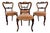 Antique English Walnut Balloon Back Dining Chairs, Set of 4 For Sale