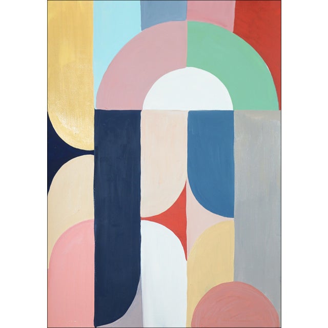 2020s 2026, Art Deco Painting Triptych, Slippery Slope, Acrylic Paint on Watercolor Paper, Pastel Pattens by Natalia Roman For Sale - Image 5 of 11