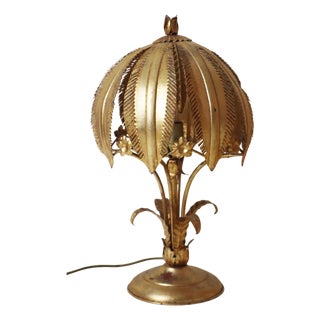 Hollywood Regency Gilt Palm Tree Table Lamp by Hans Kögl, 1970s For Sale