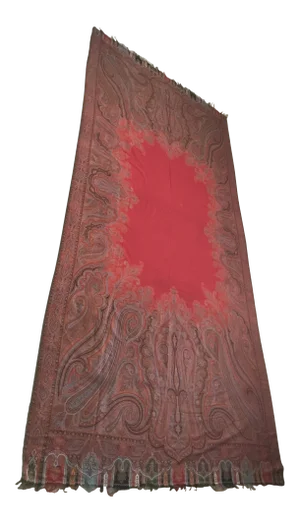 Antique Wool Paisley Long Red Texitle Tablecloth