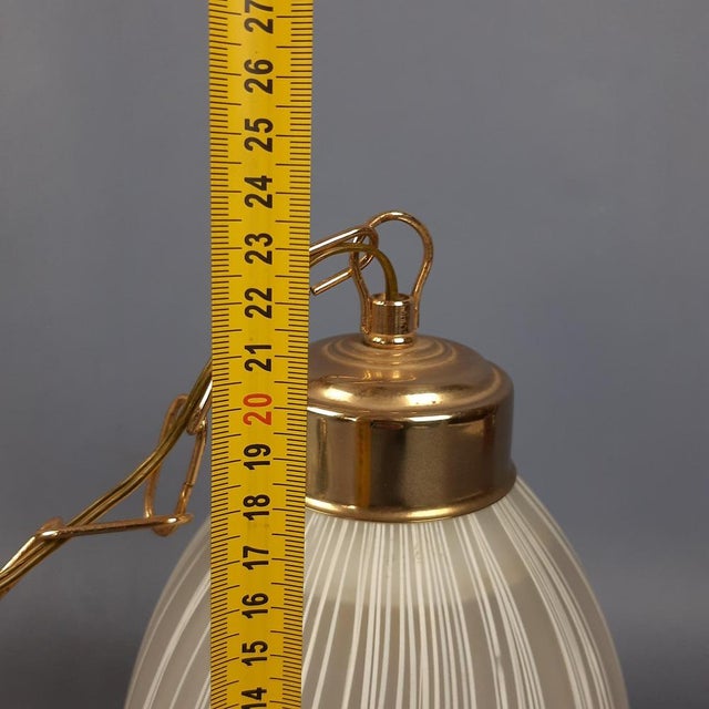 Modern Brass Striped Opaline and Murano Glass Pendant by Murano for Murano, 1960 For Sale - Image 15 of 17