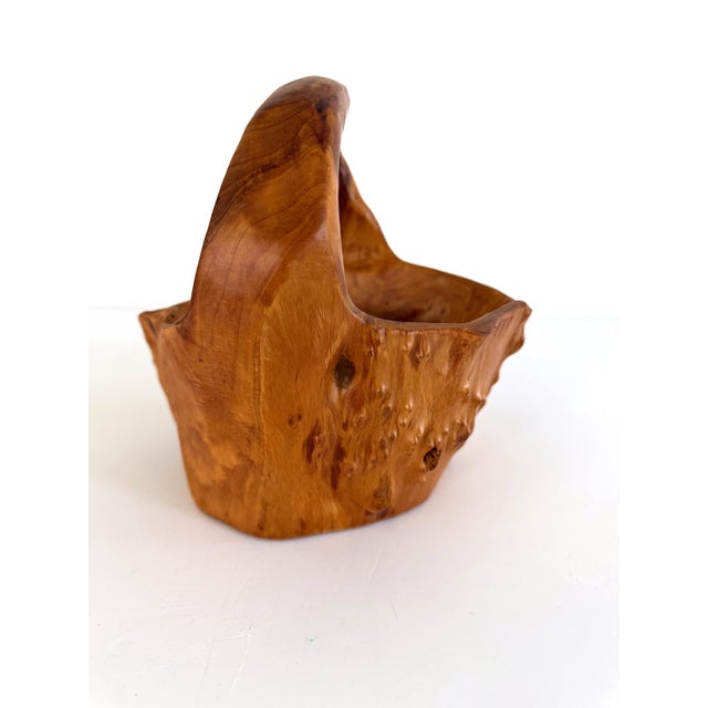 Late 20th Century Hand Carved Solid Burl Wood Root Basket For Sale - Image 5 of 12
