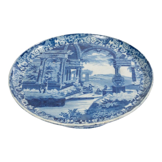 Circa 1825 English Staffordshire "Ancient Rome" Pedestal Platter For Sale