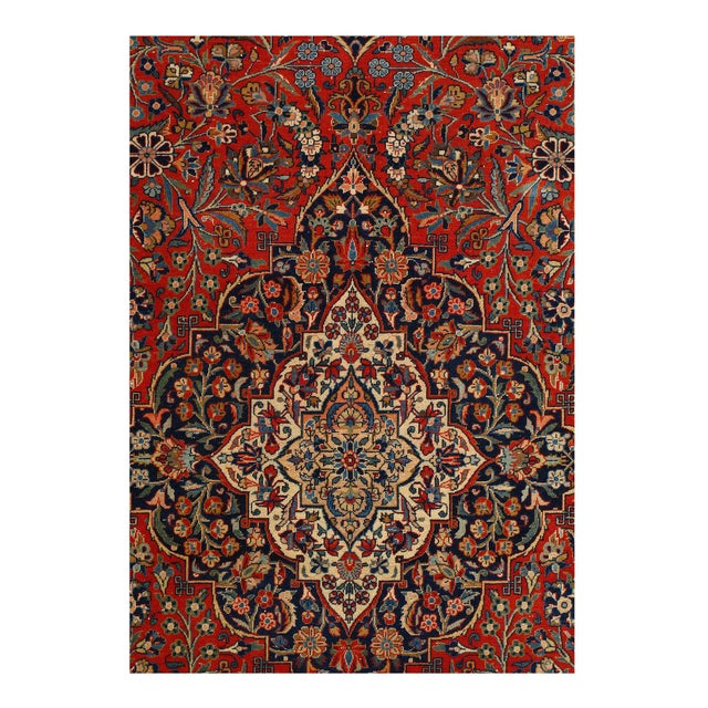 Beautiful and Finely Woven Antique Persian Kashan Rug, Country Of Origin: Persia, Circa Date: Late 19th Century –...