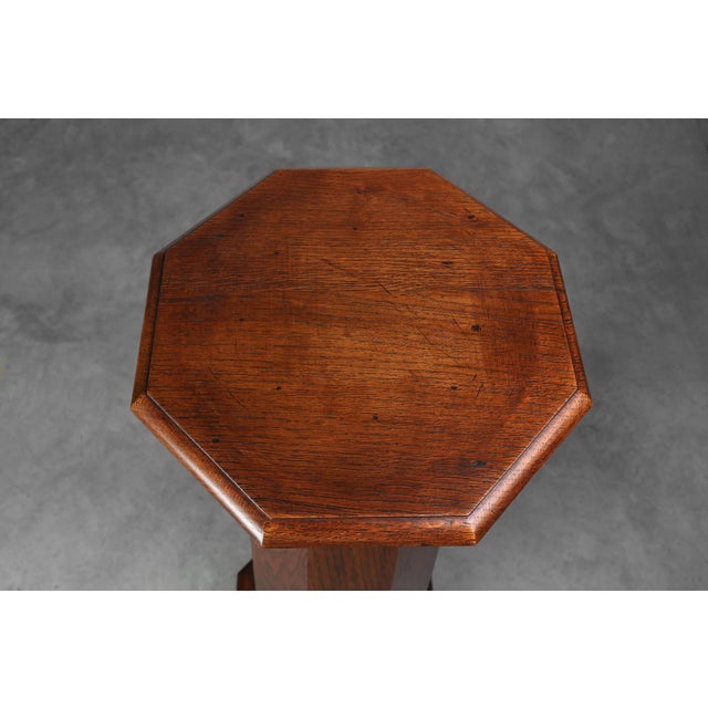 Art Deco French Octagonal Oak Pedestal, 1920s For Sale - Image 10 of 13