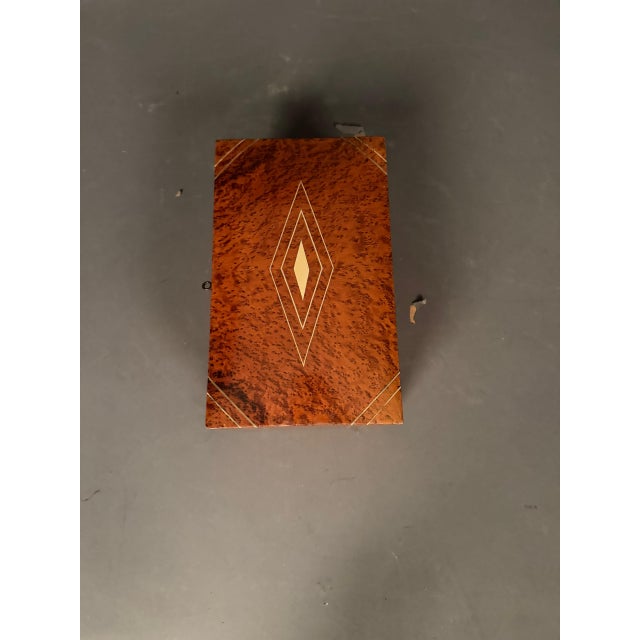 Red French 19th Century Burl Elm Jewelry Box With Bone Inlay, Circa 1890 For Sale - Image 8 of 12