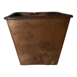 1960s Turkish Square Copper Dovetailed Planter For Sale