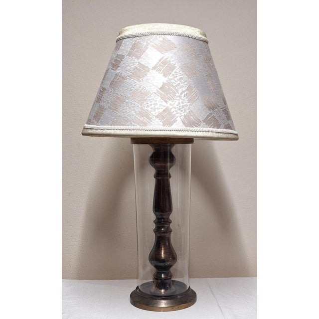 Vintage Table Lamp by Diga Colmore with Metal Base and Fabric Shade, 1990s For Sale - Image 4 of 11