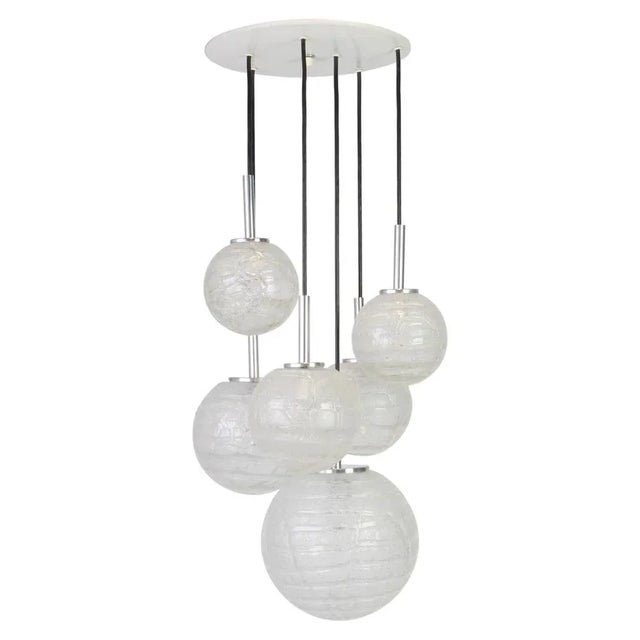 Glass Large German Murano Glass Cascading Chandelier from Doria, 1970s For Sale - Image 7 of 7