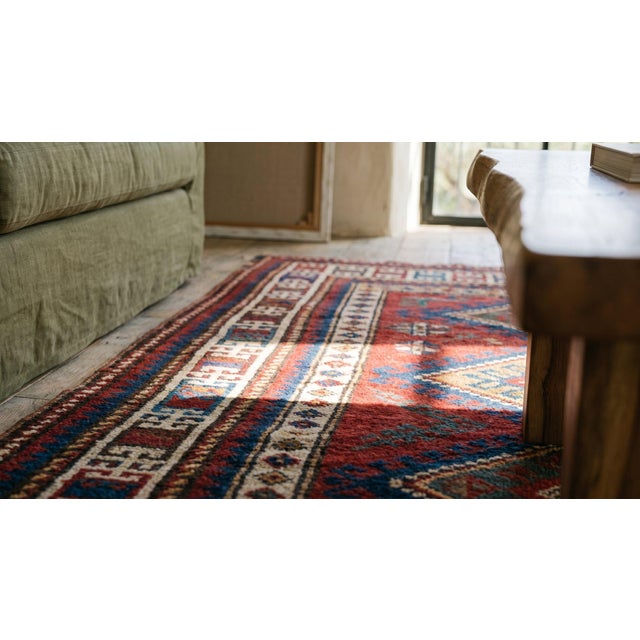Red 1890s Red Diamond Antique Caucasian Kazak Rug 3'7" X 6'3" Handknotted Wool Carpet For Sale - Image 8 of 9