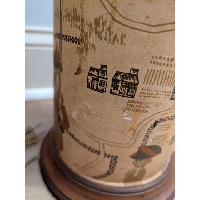 Mid 20th Century Americana Revolutionary War Decoupage Cylinder Lamps - A Pair For Sale - Image 9 of 11