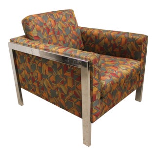 Vintage Mid-Century Milo Baughman for Thayer Coggin Style Chrome Frame Lounge Chair For Sale