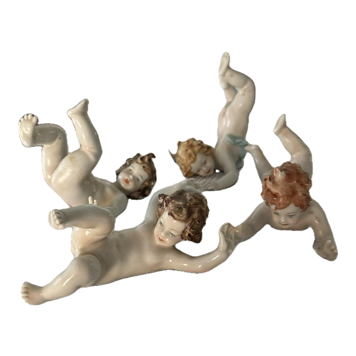 Late 19th Century Antique Capo Di Monte Set of 4 Tumbling