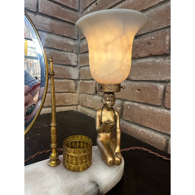 1920s Art Deco Vanity/Dressing Table Lamp and Plateau Set. For Sale In Austin - Image 6 of 12