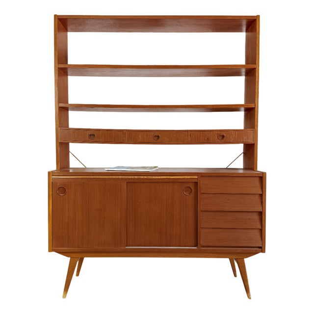 Swedish Bookcase with Secretaire, 1950s For Sale