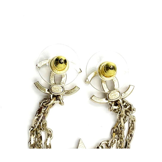 Contemporary Chanel Gold CC Crystal Chain Star 5 Cuff Piercing Earrings - 2 Pieces For Sale - Image 3 of 3