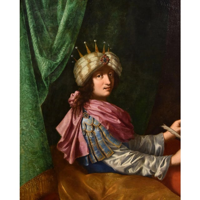 Michele Desubleo (Maubeuge, 1602 - Parma, 1676) - attributable Portrait of a Gentleman as Solomon, the Wise King Oil on...