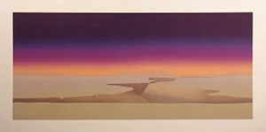 1984 "Chamisa Winds" Minimalist Western Sunset Hand Signed Lithograph by John Axton