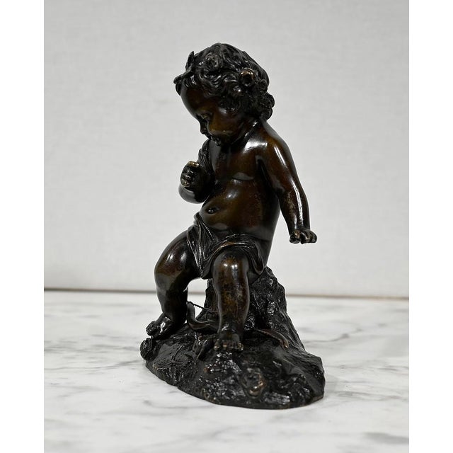 Black Bronze Sculpture Depicting Cupid For Sale - Image 8 of 18