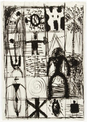 Santi Moix, Spanish Artist Santi Moix Aquatint Etching Ed 2/3 Surrealist Abstract Symbols