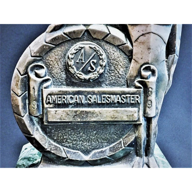 The inscription on the silvered bronze plaque reads: A/S 1969 AMERICAN SALESMASTER. The place for the awardees name is...