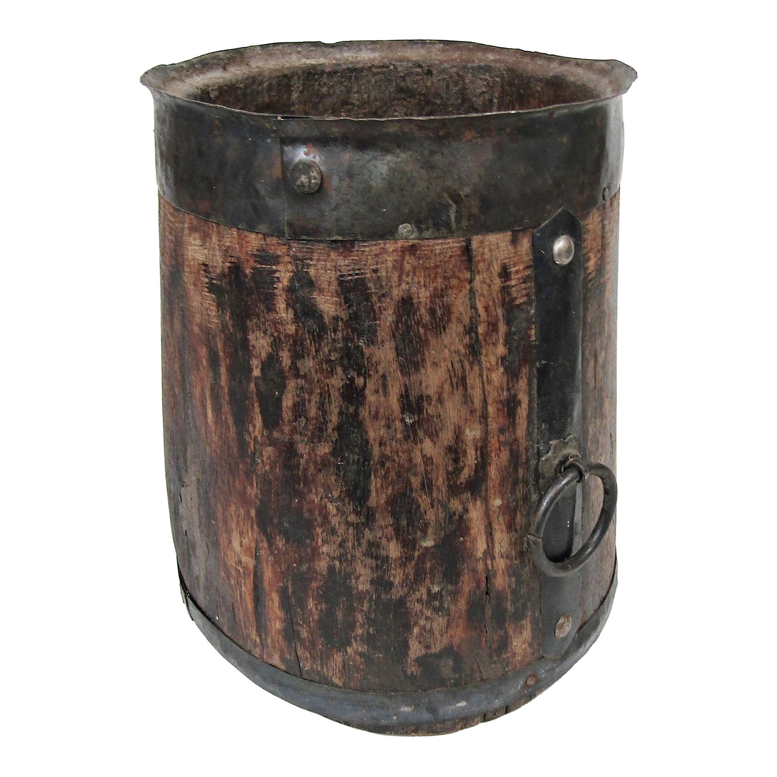 Antique Wooden “Paili” Grain Measure With Iron Bands | Chairish