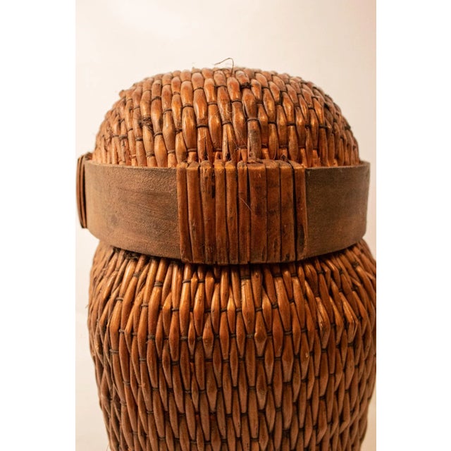 Wicker Canister Basket With Lid (Large) For Sale - Image 4 of 11