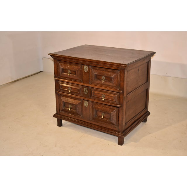 17th Century Early 17th Century English Oak Paneled Chest of Drawers For Sale - Image 5 of 9