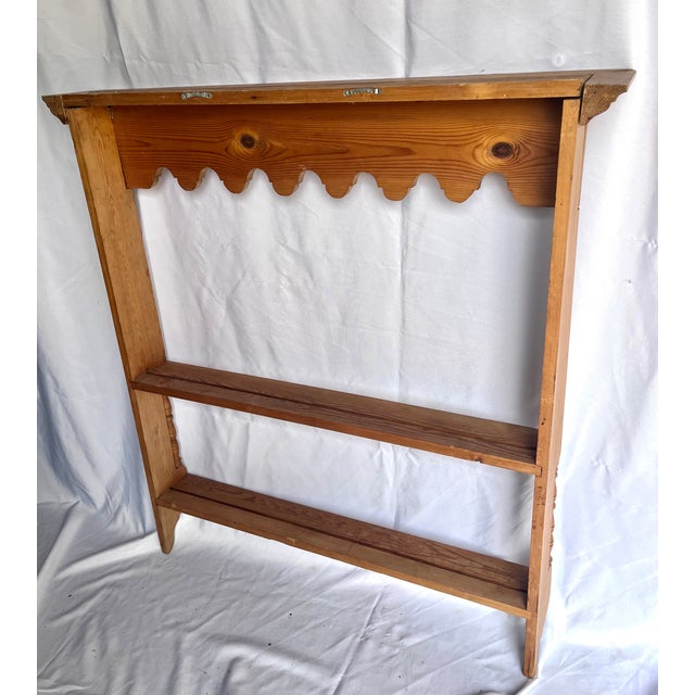 Vintage Natural Pine Wall Shelf Plate Rack For Sale - Image 10 of 15