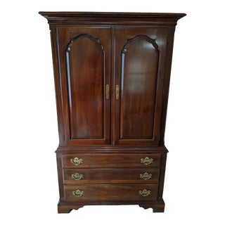 Knob Creek Ethan Allen Solid Cherry Wood Chippendale Armoire For Sale