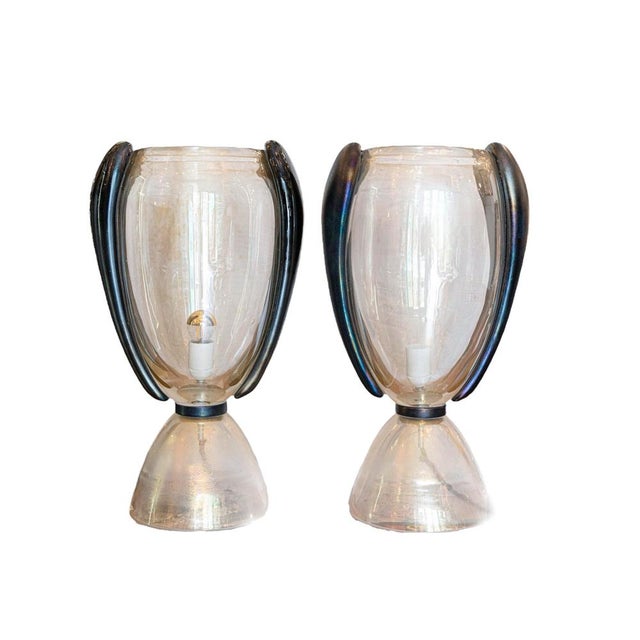 1990s Vintage Murano Glass Table Lamps by Carlo Colizza, 1990s, Set of 2 For Sale - Image 5 of 5