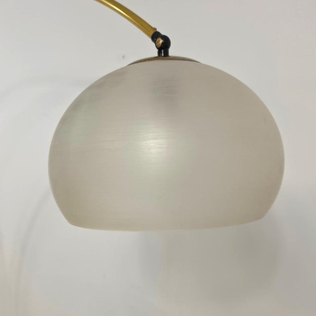 Metal Arc Floor Light in Brass and Travertine by Goffredo Reggiani, 1970s For Sale - Image 7 of 9