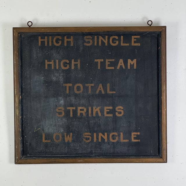 A great find; a unique primitive handmade early 20th Century American bowling scoreboard. Constructed of a wood frame and...