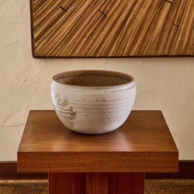 Robert Maxwell 1960s Robert Maxwell Hand-Thrown Speckle Glazed 'Flower' Stoneware Pot For Sale - Image 4 of 8