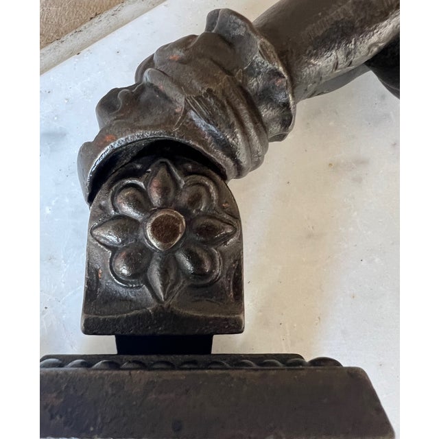 French Hand Cast Iron Door Knocker and Back Piece, 19th Century For Sale - Image 11 of 12