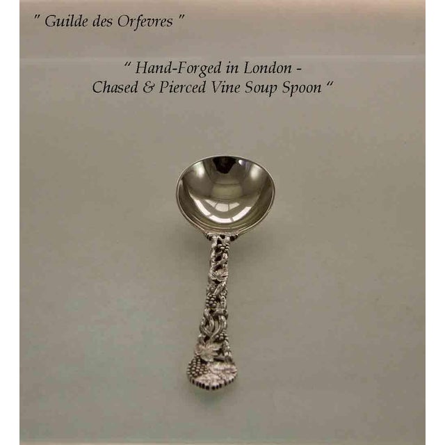 Sterling Silver Soup Spoon, Chased & Pierced Vine Hand-Forged by C. J. Vander For Sale - Image 4 of 11