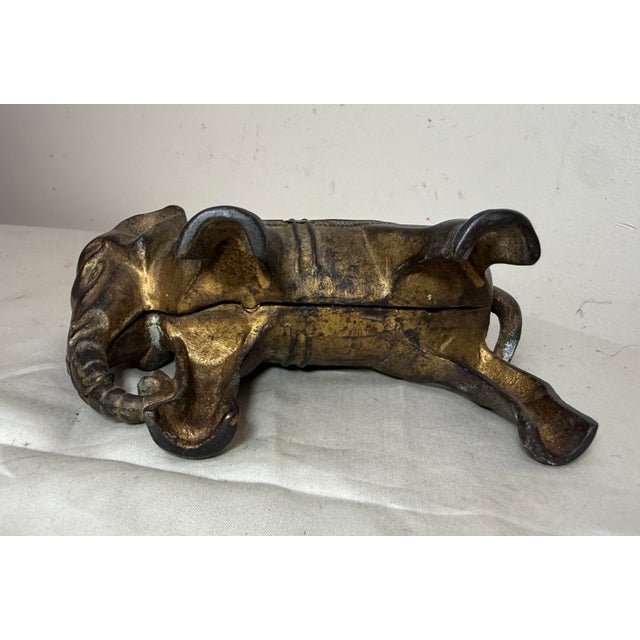 Antique 1900's Ac Williams Hand Painted Cast Iron Circus Elephant Still Bank For Sale - Image 9 of 10