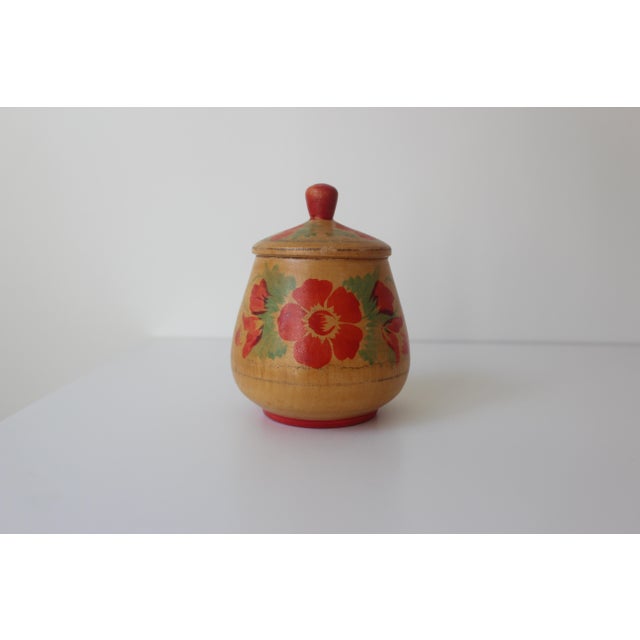 1970s Vintage Hand Painted Wood Flower Box, Folk Art, Trinket Box, Jewellery Box, Secret Storage, Bohemian Kitchen Decor, Country Style, Staging For Sale - Image 5 of 10