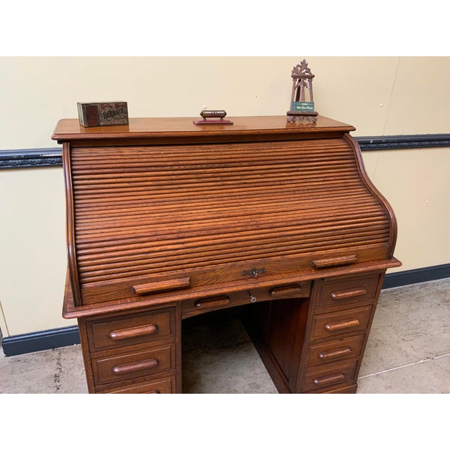 Brown Desk in Oak, 1920s For Sale - Image 8 of 13