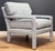 Milo Baughman Newly Upholstered Vintage MCM Parsons Chair in Rich Blue Tweed For Sale - Image 4 of 12