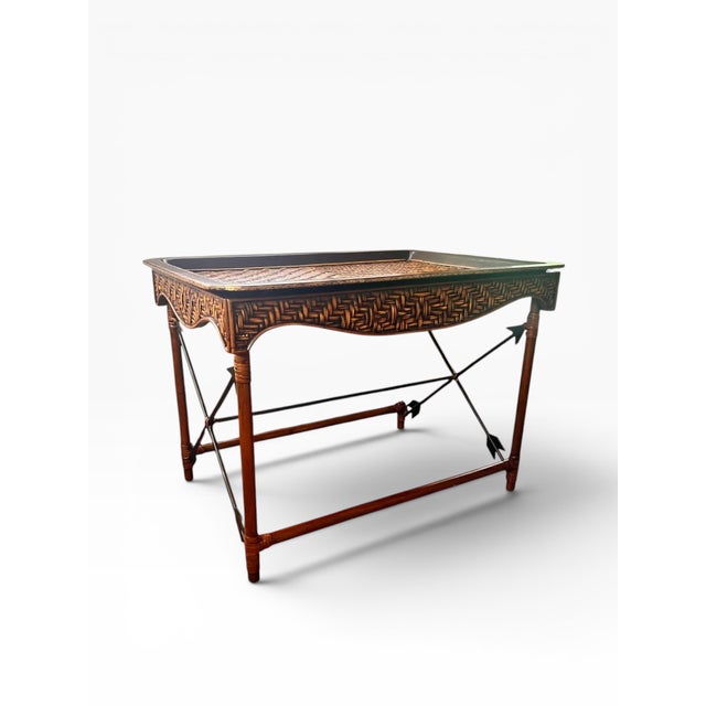 Maitland - Smith 1990s Maitland-Smith Rattan and Faux Bamboo Tray Table For Sale - Image 4 of 11