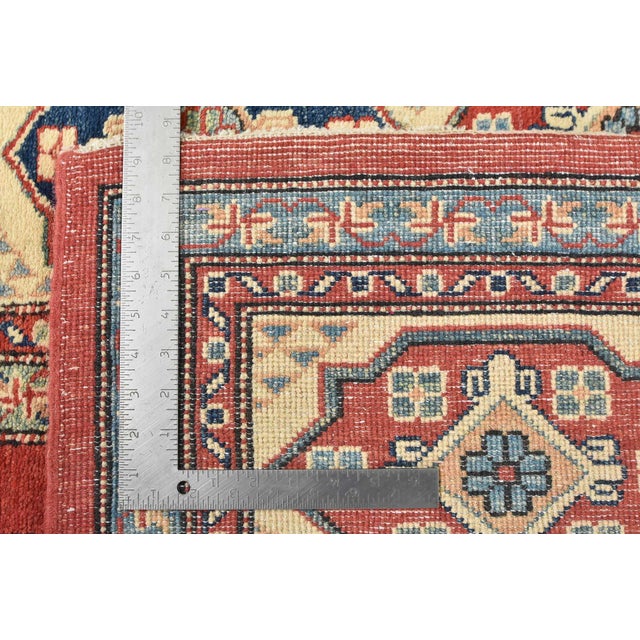 Kazak Rug 9'1'' X 11'5'' Red Wool Geometric Hand-Knotted Oriental Carpet For Sale - Image 12 of 12