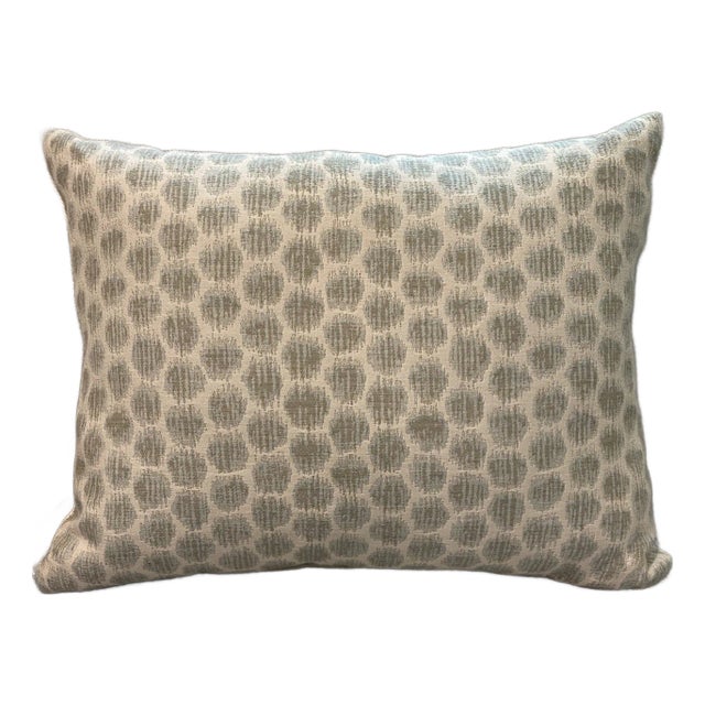 Blue Strié Hexagon Lumbar Pillow For Sale