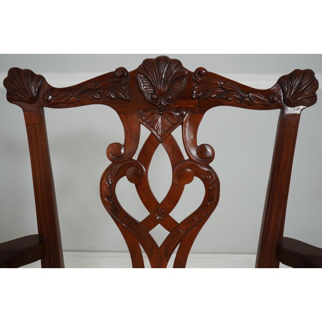 1980s Set of 10 Mahogany Chippendale Dining Chairs For Sale - Image 5 of 18