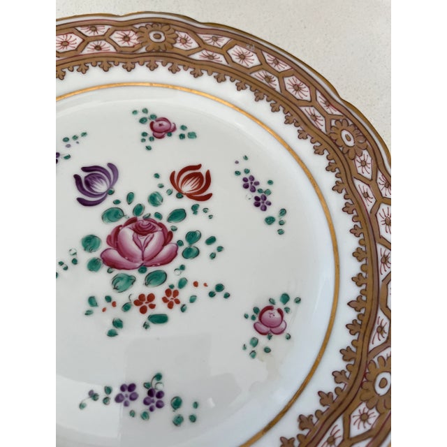 1920s Samson Chinese Export Style Floral Plate With Gold Trim For Sale - Image 9 of 9
